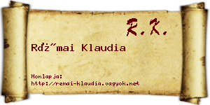Rémai Klaudia névjegykártya